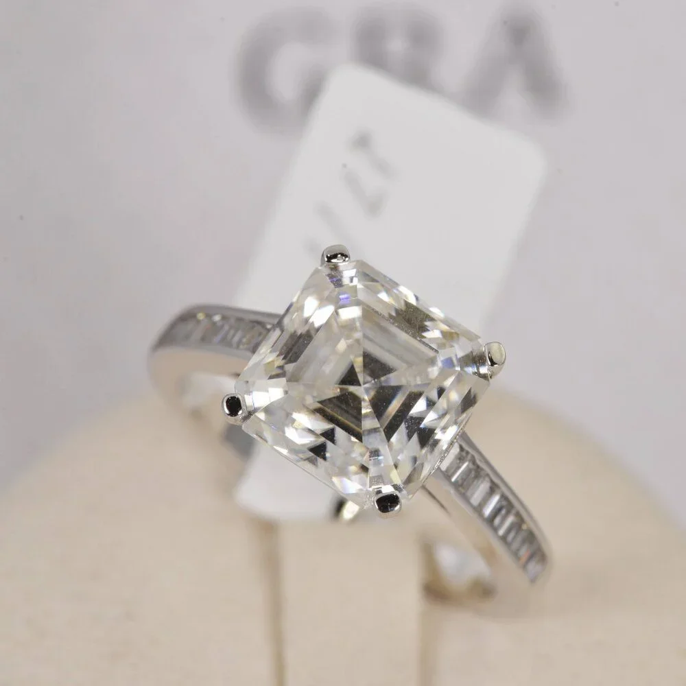 5ct Asscher Cut Moissanite Engagement Ring 925